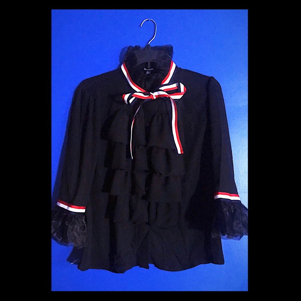 Sheer Black Button Down